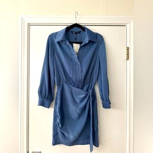 Zara Long-sleeved, button down, faux wrap dress